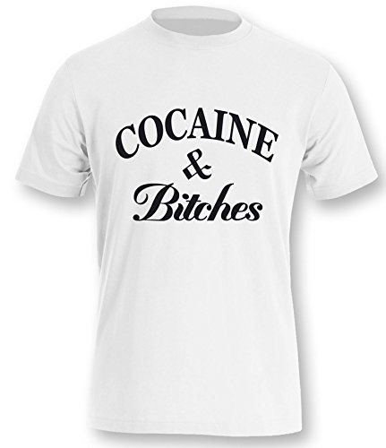 Cocaine and Bitches Herren T-Shirt Weiss-Schwarz Grösse S von Luckja