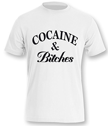 Cocaine and Bitches Herren T-Shirt Weiss-Schwarz Grösse XXXL von Luckja