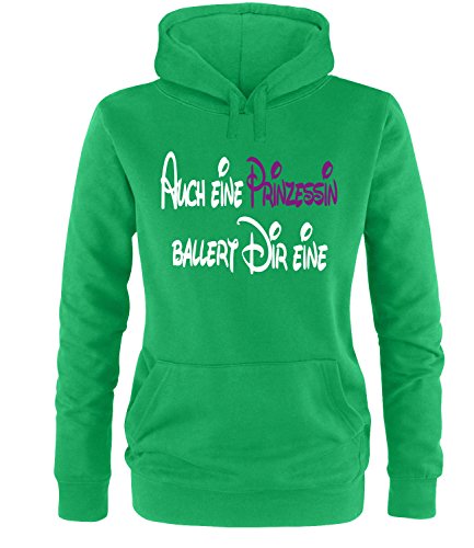 Luckja Auch eine Prinzessin ballert dir eine Damen Hoodie Grün-Weiss/Violett Grösse XL von Luckja