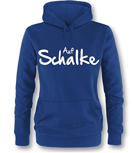 Luckja Auf Schalke Damen Hoodie Royal - Weiß in Größe M von Luckja