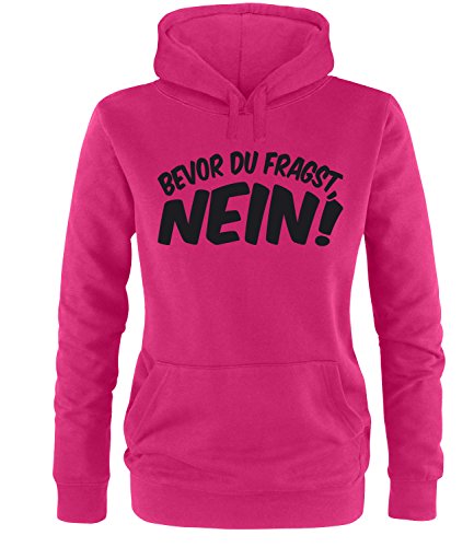 Luckja Bevor du fragst Nein Damen Hoodie Fuchsia-Schwarz Grösse L von Luckja