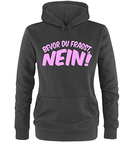 Luckja Bevor du fragst Nein Damen Hoodie Schwarz-Rosa Grösse L von Luckja