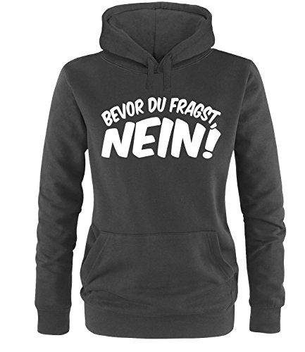 Luckja Bevor du fragst Nein Damen Hoodie Schwarz-Weiss Grösse S von Luckja