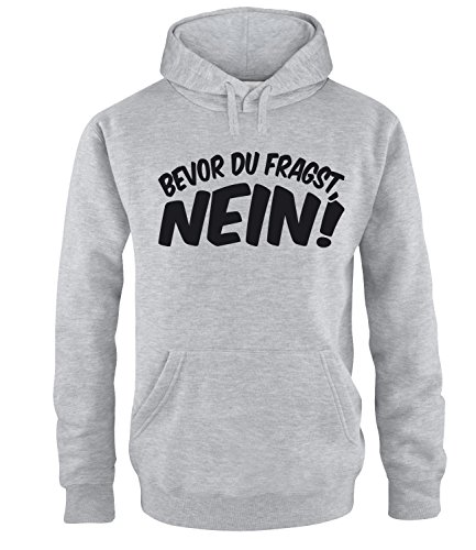 Luckja Bevor du fragst Nein Herren Hoodie Grau-Schwarz Grösse XL von Luckja