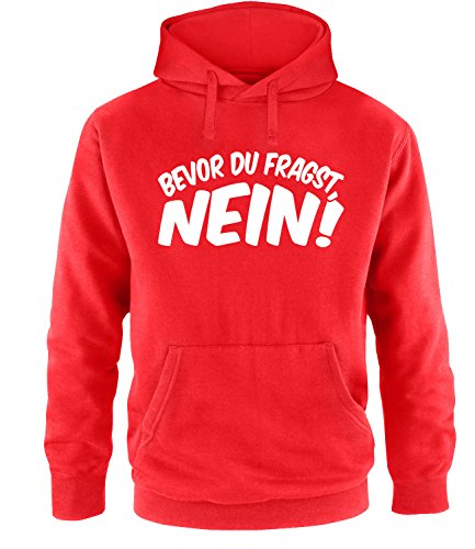 Luckja Bevor du fragst Nein Herren Hoodie Rot-Weiss Grösse M von Luckja