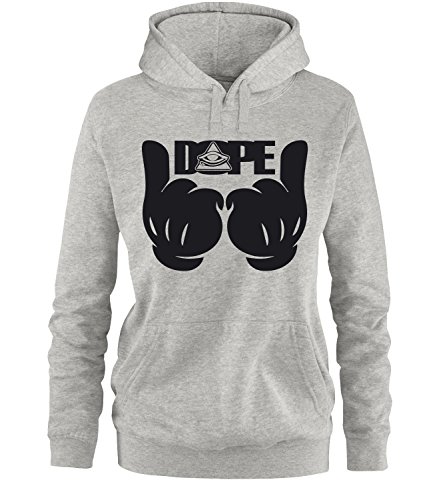 Luckja Dope Finger Damen Hoodie Grau-Schwarz Grösse M von Luckja