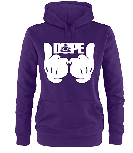 Luckja Dope Finger Damen Hoodie Violett-Weiss Grösse M von Luckja