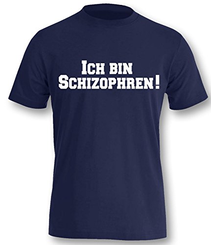 Luckja Ich bin Schizophren ! Ich auch !!! Herren T-Shirt Navy-Weiss Grösse L von Luckja