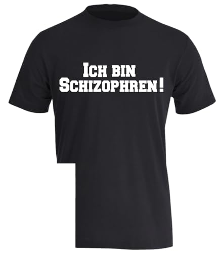 Luckja Ich bin Schizophren ! Ich auch !!! Herren T-Shirt Schwarz-Weiss Grösse XL von Luckja