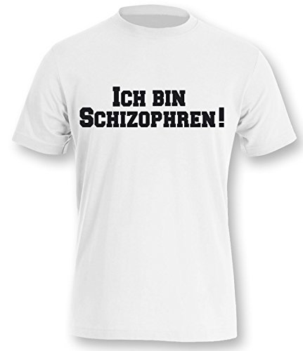 Luckja Ich bin Schizophren ! Ich auch !!! Herren T-Shirt Weiss-Schwarz Grösse L von Luckja
