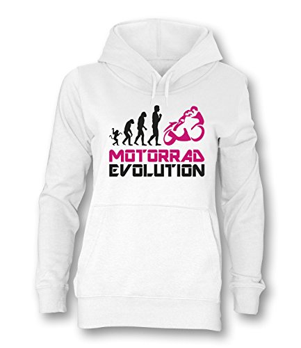 Luckja Motorrad Evolution Damen Hoodie Weiss-Neonpink Grösse S von Luckja