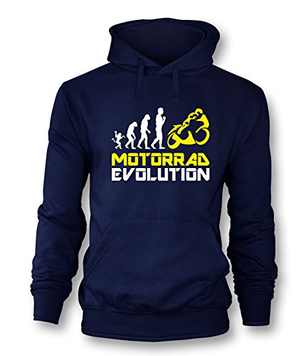 Luckja Motorrad Evolution Herren Hoodie Navy-Neongelb Grösse XL von Luckja