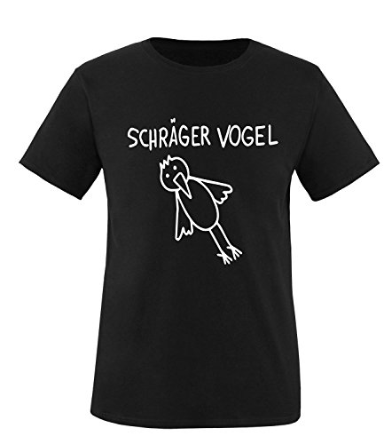 Luckja Schräger Vogel Herren T-Shirt Schwarz-Weiss Grösse L von Luckja