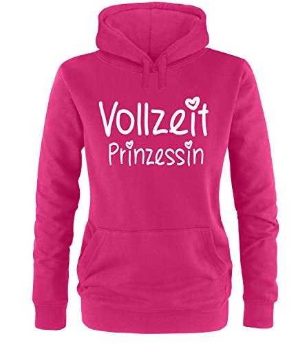 Luckja Vollzeit Prinzessin Damen Hoodie Fuchsia-Weiss Grösse L von Luckja