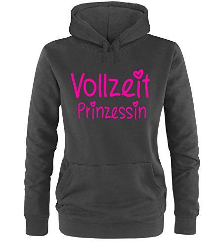 Luckja Vollzeit Prinzessin Damen Hoodie Schwarz-Neonpink Grösse M von Luckja