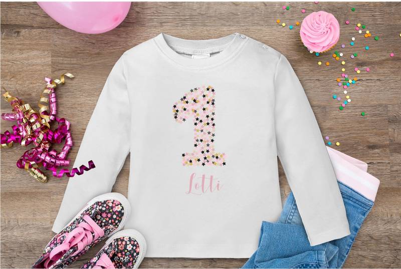 Geburtstagsshirt Für Mädchen Mit Wunschname | Shirt Zum 1. Geburtstag Erster Baby Langarm von LuckjaGmbH