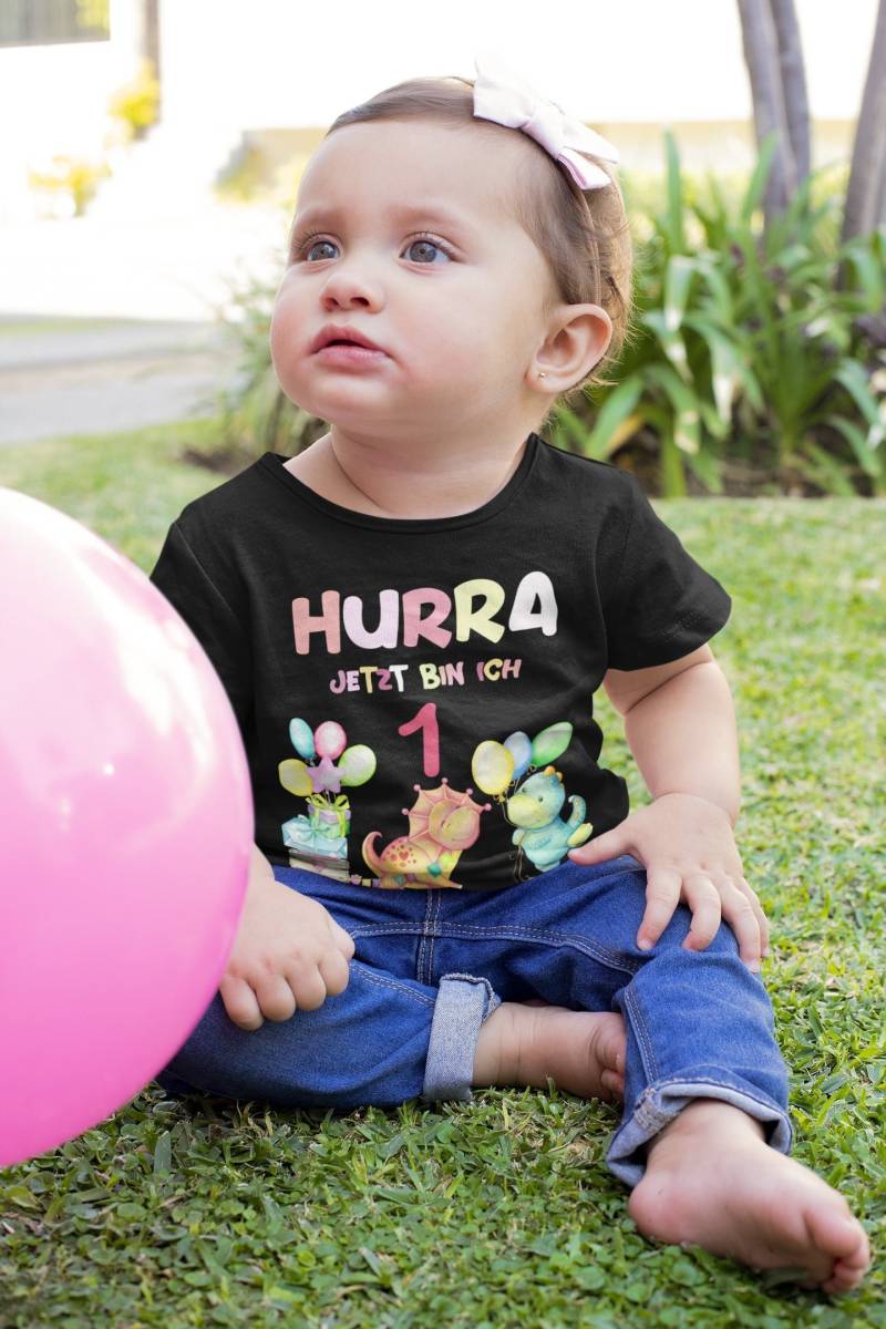 Hurra Jetzt Bin Ich 1/T-Shirt Zum Geburtstag Für Kinder Und Babys Mit Süßem Dino-Motiv Geschenk Das Patenkind von LuckjaGmbH