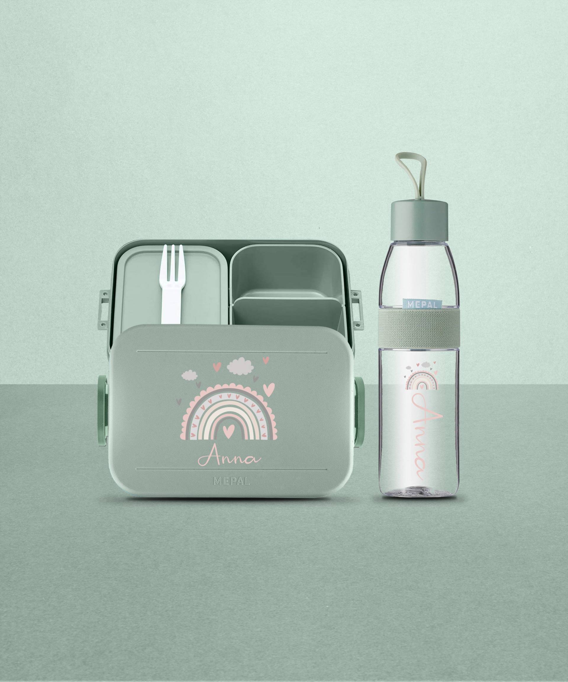 Mepal Take A Break Midi Lunchbox Set Mit Niedlichem Regenbogen Und Wunschnamen | Personalisierte Brotdose Bento Box Flasche Im von LuckjaGmbH