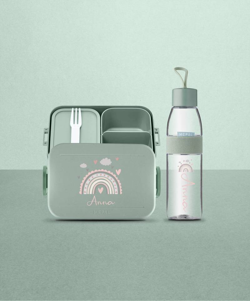 Mepal Take A Break Midi Lunchbox Set Mit Niedlichem Regenbogen Und Wunschnamen | Personalisierte Brotdose Bento Box Flasche Im von LuckjaGmbH