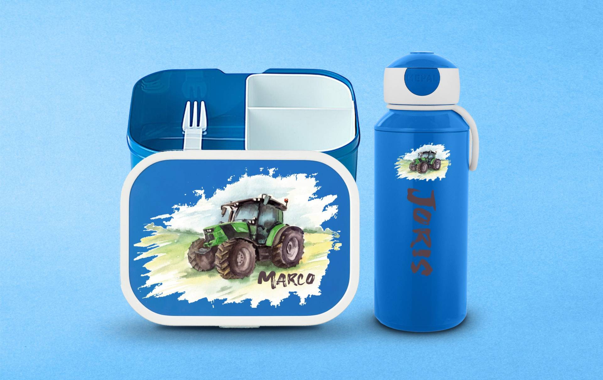 Personalisierte Mepal Brotdose & Trinkflasche Als Set Mit Bento | Einsatz Und Wasserflasche Trecker Personalisierte Mepal Brotdose & Trinkflasche Als Set Mit Bento | Einsatz Und Wasserflasche Trecker von LuckjaGmbH