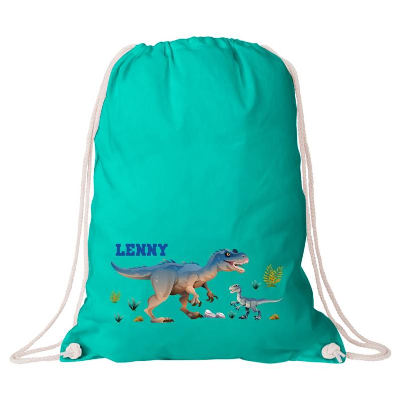 stoffbeutel Mit Coolem Dinosaurier/Turnbeutel Für Die Kita Den Kindergarten Oder Schule Kinder T-Rex Motiv von LuckjaGmbH