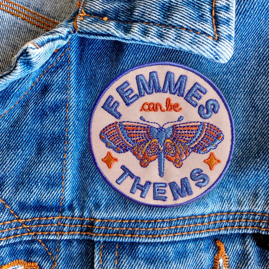 Femmes Can Be Thems Aufnäher Nonbinary Pride Gesticktes Aufbügler von LucknLavenderStudio