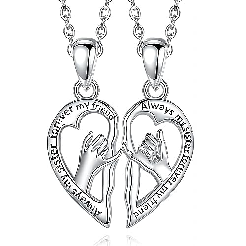 Lucktao 2 Stücke Ketten BFF Halskette Freundschaftskette,Beste Freunde Ketten BFF Halskette Freundschaftskette,Herz Damen Kette Anhänger,für Mädchen Geburtstag Geschenke Anhänger Kette (Silber) von Lucktao