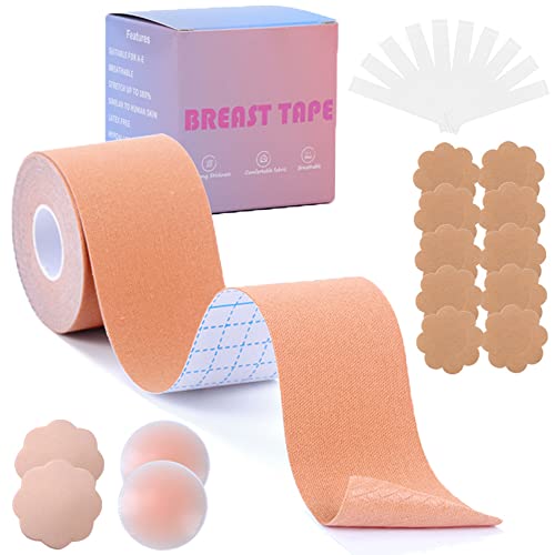 Lucktao Brust Boob Tape,Bruststraffungsband,Klebe BH Tape mit Nippelpads,Brust Tape,Klebe BH Push Up Große Boob Unsichtbar Brüste Nippelpads für Abendkleider, Hochzeitskleid. von Lucktao