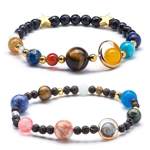 Lucktao Doppelt Chakra Armband,7 Chakren Armband,Chakra Armbander fur Frauen,2 Stück 7 Chakra Armband für Damen Herren,mit echten 8mm Naturstein und Lavastein Perlen,Schmuck für Damen und Herren von Lucktao