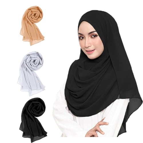 Luckwaii Hijab Kopftuch Damen Chiffon Schal Dünn, 3 Stück Chiffontücher Muslimische Turban Seidenweiche Halstuch Bandana Moderne Islamische Chiffon Seidenschal Sommerschal Kopftücher für Damen Luckwaii Hijab Kopftuch Damen Chiffon Schal Dünn, 3 Stück Chiffontücher Muslimische Turban Seidenweiche Halstuch Bandana Moderne Islamische Chiffon Seidenschal Sommerschal Kopftücher für Damen von Luckwaii