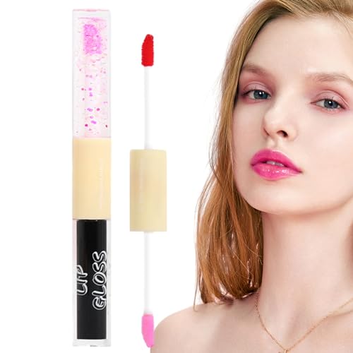 2-in-1-Lippenstift und Glanz - Doppelseitiger Lipgloss | Nicht klebender Spiegeleffekt-Lippenstift für Frauen, Doppelkopf-Lipgloss, feuchtigkeitsspendendes Lipgloss-Öl, Luckxing von Luckxing