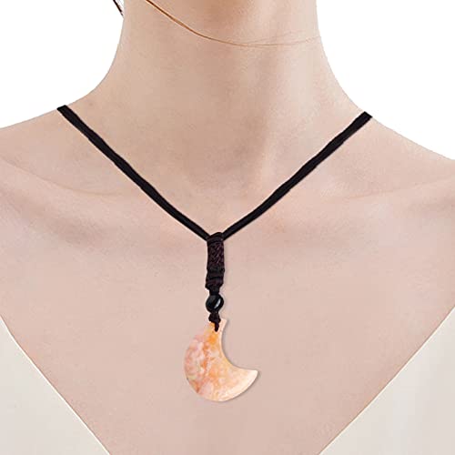 5 Pcs Kristall-Achat-Anhänger, Natürliche Mondkette, Kristallgeschenke, Kristallanhänger für Reiki, Positivität und Meditation, Kristallhalskette für Frauen und Männer Luckxing von Luckxing