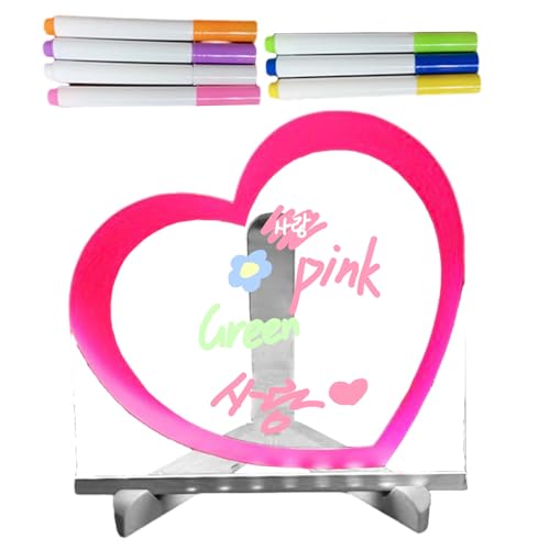 Acryl-Planungstafel - Herz-Design-Nachrichtentafel mit 7-Farben-Marker - Langlebige, trocken abwischbare Tafel, kreatives LED-Licht für Planung, Notizen, Zeitplan Luckxing von Luckxing