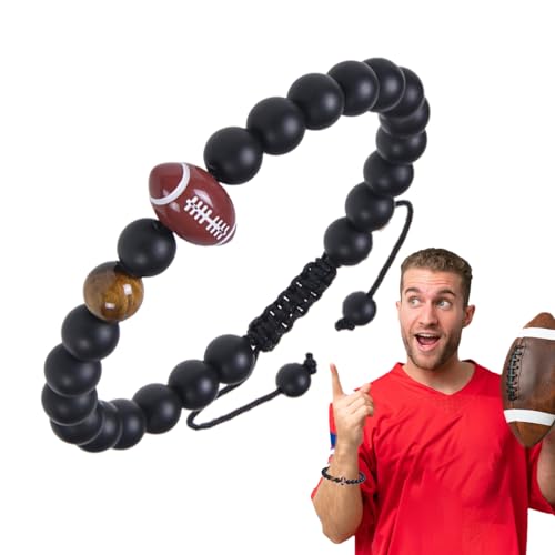 Charm-Armbänder mit Sportmotiv, Sportarmbänder für Jungen - Rugby Sport geflochtene Armbänder - Inspirierende Sportarmbänder. Sportarmbänder für Ballspiele, Partys, Reisen, Alltag und Outdoor Luckxing von Luckxing