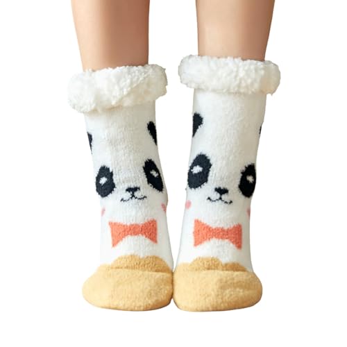 Flauschige Slipper-Socken für Damen,Rutschfeste, gemütliche Socken mit niedlichem Muster - Warme Socken für Frauen und Mädchen, Wintersocken zum Schlafen zu Hause, weiche Socken für den Luckxing von Luckxing