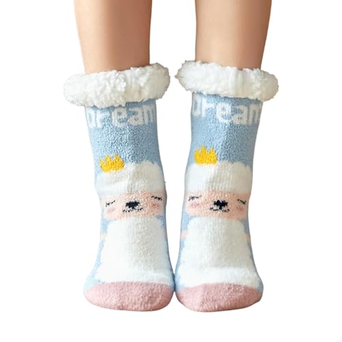 Flauschige Slipper-Socken für Damen | Rutschfeste flauschige Socken mit süßem Muster | Warme Socken für Frauen und Mädchen, Wintersocken zum Schlafen zu Hause, weiche Socken für den Luckxing von Luckxing