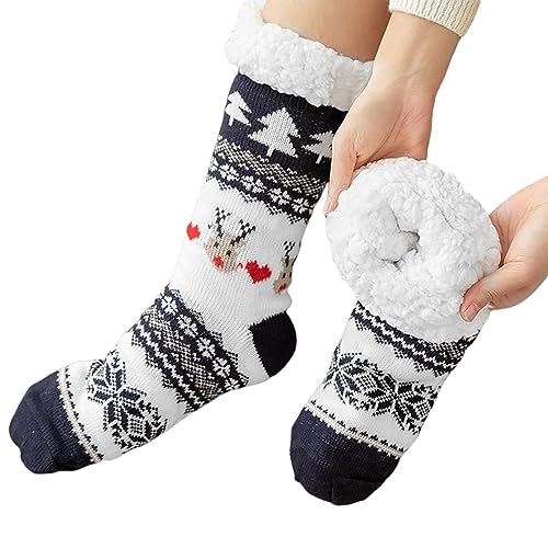 Flauschige Weihnachtssocken | Flauschige Sherpa-Weihnachtssocken,Rutschfeste Schlafsocken, bequem und warm für Männer, Frauen, Kinder Luckxing von Luckxing