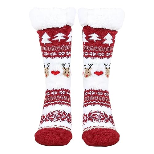 Flauschige Weihnachtssocken - Flauschige dicke Sherpa-Weihnachtssocken | Rutschfeste Schlafsocken, bequem und warm für Männer, Frauen, Kinder Luckxing von Luckxing