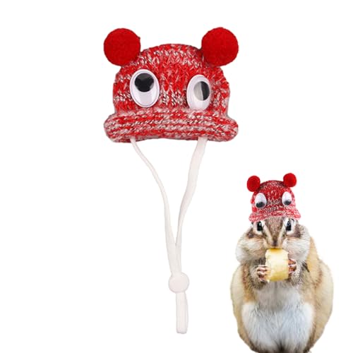 Hamster-Strickmütze, Meerschweinchen-Mütze, Mini handgestrickte Mützen, Weiche, gemütliche kleine Mützen für Meerschweinchen, Hamster, Hasen mit verstellbarem Riemen, weihnachtliche Luckxing von Luckxing