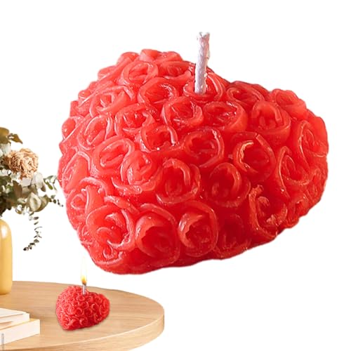 Herzkerzen,Herzförmige Kerzen | Valentinstag-Kerze mit geschnitzter Rose in Herzform,Rose Blume herzförmige Kerze Valentinstag Rose Blumen Home Decor Hochzeitsgeschenk Luckxing von Luckxing