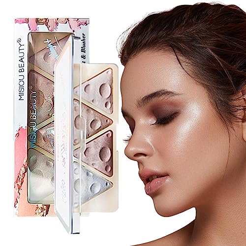 Highlighter-Make-up-Palette - 4 Farben wasserfeste Gesichts-Highlighter-Make-up-Palette - Natural Glow Gesichts-Highlighter, Rouge-Puder für Wangen- und Lidschatten-Make-up Luckxing von Luckxing