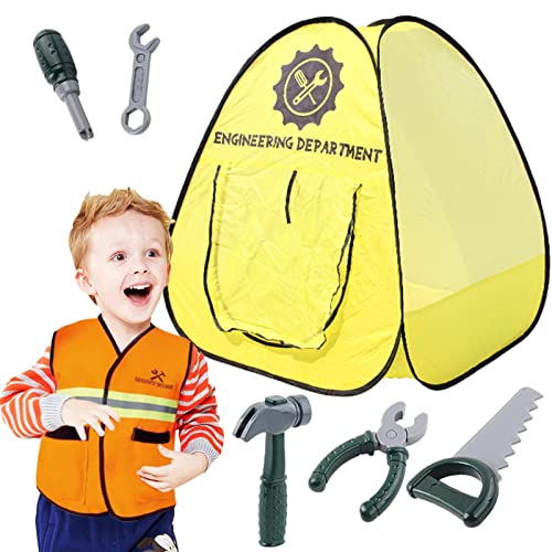 Kinder-Camping-Set,7-teiliges Camping-Spielzeugset, technisches Spielzelt-Set | Bequemes Kinderspielzelt, Hammer, Säge, Zange, Rollenspielset für Jungen und Mädchen ab 3 Jahren im Innen- und Luckxing von Luckxing