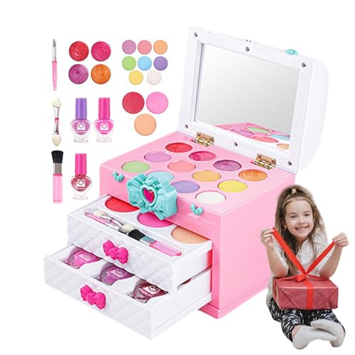 Kinder-Make-up-Set - Waschbares Make-up-Spielset mit Kosmetikkoffer,Tragbares Make-up-Set, Beauty-Salon-Kleidungsspielzeug für 3, 4, 5, 6, 7, 8 Jahre, Geburtstagsspielzeug, Geschenk für Luckxing von Luckxing