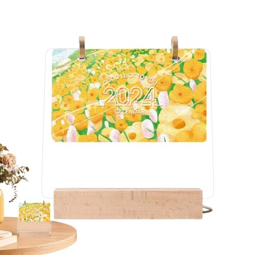 Klarer Acrylkalender für den Schreibtisch - 2024 klarer Acrylkalender mit LED-Lichtbasis,Led Dry Erase Board für Schreibtisch, Arbeitsplatz, Desktop-Dekoration, Desktop-Kalender Luckxing von Luckxing