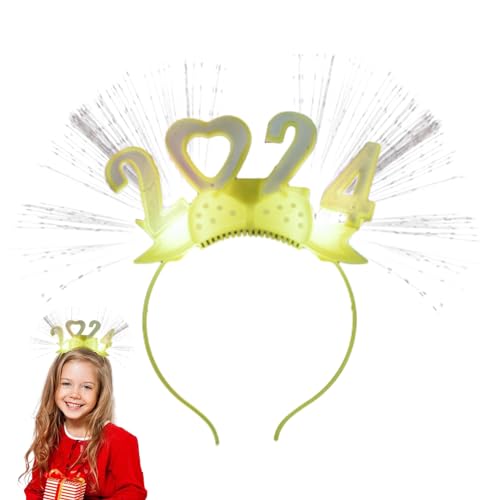 Leuchtendes Stirnband - 2024 leuchtende Stirnbänder für Damen,Lustiger LED-Haarschmuck, festliche LED-Krone für Kinder, Festival, Neujahr Luckxing von Luckxing