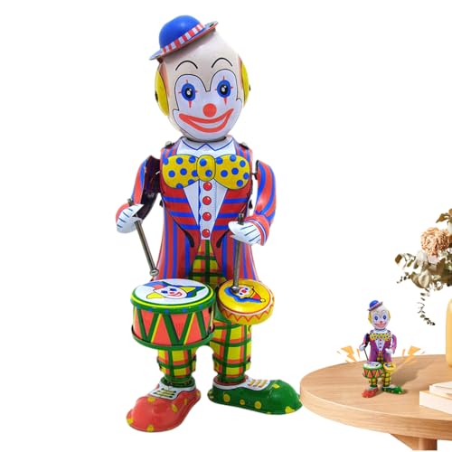 Luckxing Aufzieh-Clown-Spielzeug, Aufzieh-Clown-Puppe - Tischdekoration Clown Figur Schlagzeuger Spielzeug | Retro-Weihnachtsgeschenke und Heimdekoration für Geschäfte, Kaffeebars, Kinder und von Luckxing