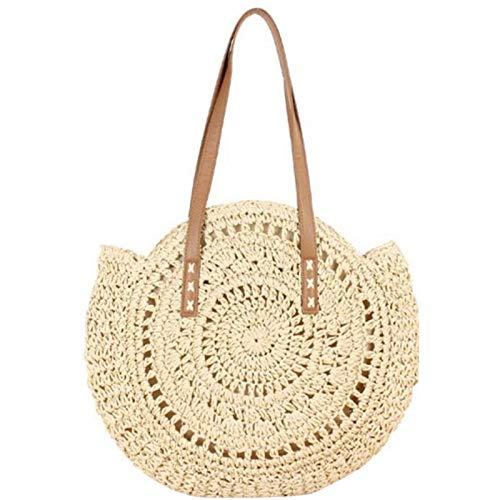 Luckxing Sommer Stroh Umhängetasche, Strandtasche Strohtasche Crossbody Strand Tasche Sommer Runde Vintage Handgewebte Strand Stroh Handtasche Strandtasche Für Damen Mädchen Frau von Luckxing