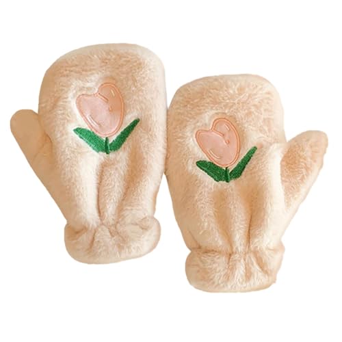 Luckxing Warme Fäustlinge - Flauschige gemütliche Tulpenmuster warme Fäustlinge für Damen | Weiche Winterhandschuhe für Damen und Erwachsene, Schneehandschuhe für Reiten im Freien, von Luckxing