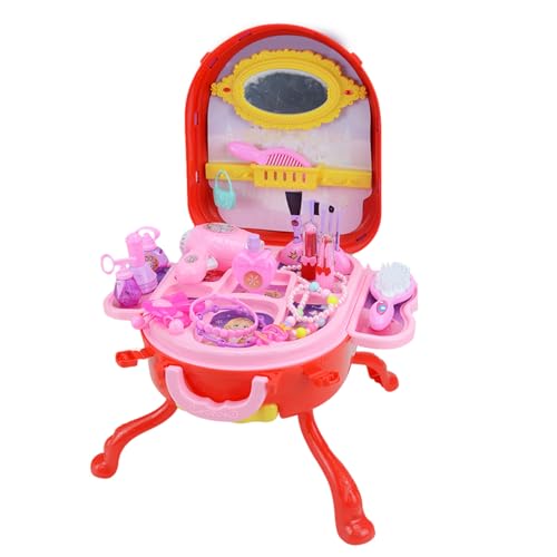 Mädchen-Waschtischset, Spielzeug-Waschtischset für Mädchen, Prinzessin Make-up-Set Schönheitssalon-Set, Make-up-Spielzeug, Schminkset für Kleinkinder, Reisekoffer, Rollenspiel mit Spiegel und Luckxing von Luckxing