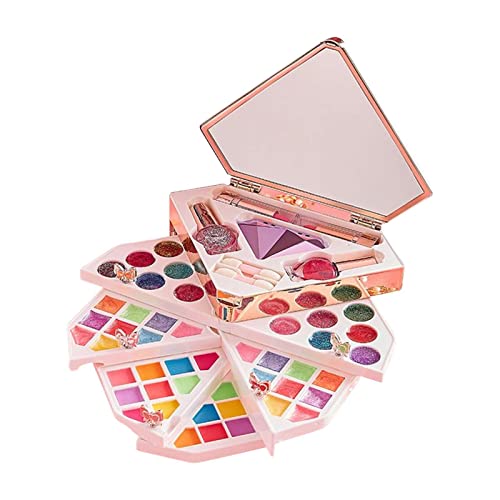 Make-up für Kinder,Beleuchtetes Kinder-Make-up-Set mit Spiegel | Waschbares Mädchen-Make-up, sicheres Kosmetikspielzeug für Zuhause, Spielcenter, Reisen ab 3 Jahren Luckxing von Luckxing